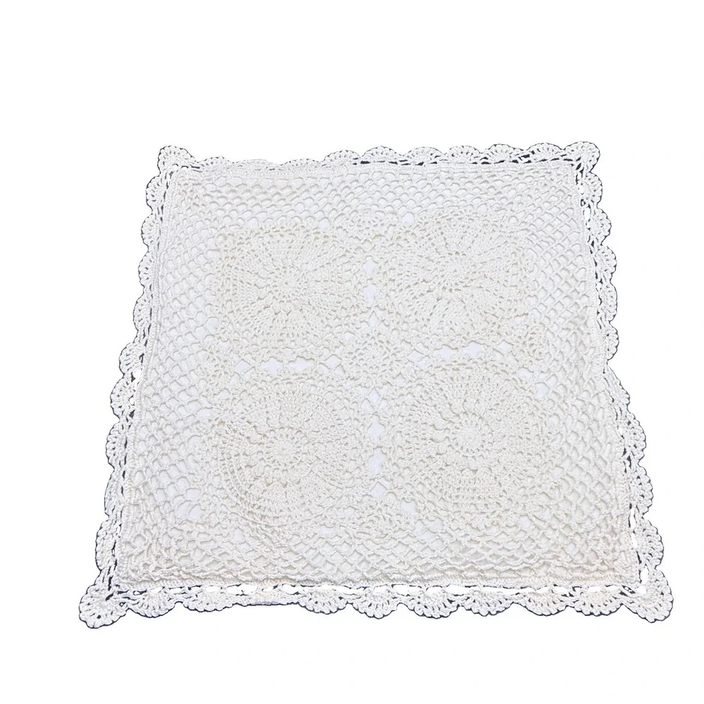 Pair Cotton Crochet Lace Lined Pillow Shams 15